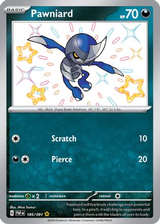 Image of Pawniard 185/091  - Holofoil SV Paldean Fates - Shiny Rare