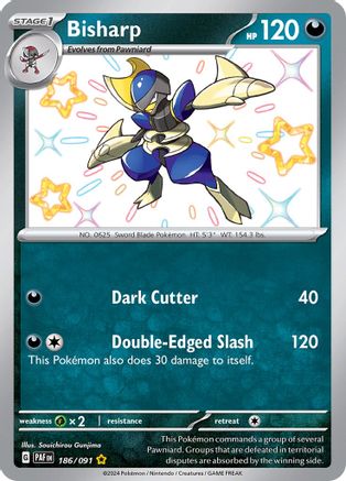 Image of Bisharp 186/091  - Holofoil SV Paldean Fates - Shiny Rare