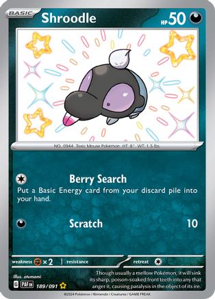 Image of Shroodle 189/091  - Holofoil SV Paldean Fates - Shiny Rare