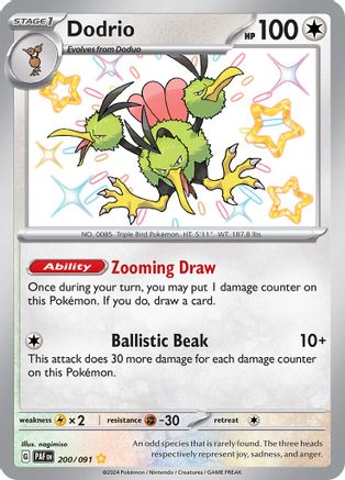 Image of Dodrio 200/091  - Holofoil SV Paldean Fates - Shiny Rare