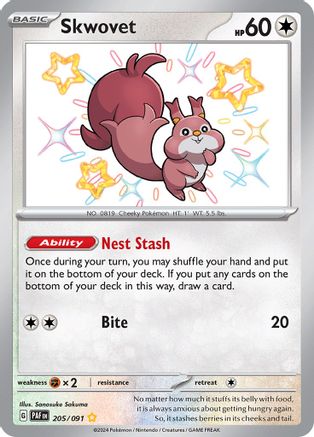 Image of Skwovet 205/091  - Holofoil SV Paldean Fates - Shiny Rare