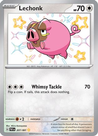 Image of Lechonk 207/091  - Holofoil SV Paldean Fates - Shiny Rare