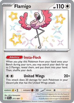 Image of Flamigo 211/091  - Holofoil SV Paldean Fates - Shiny Rare