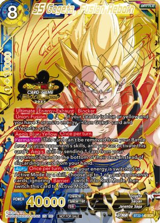 Image of SS Gogeta, Fusion Reborn (2023 World Championship Stamp) (BT22-140) - Tournament Promotion Cards Foil