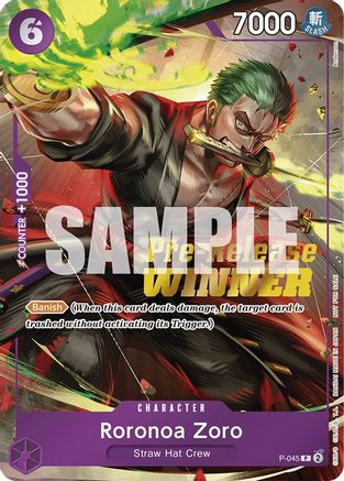 Image of Roronoa Zoro (OP-06 Pre-Release Tournament) [Winner] (P-045) - One Piece Promotion Cards Foil