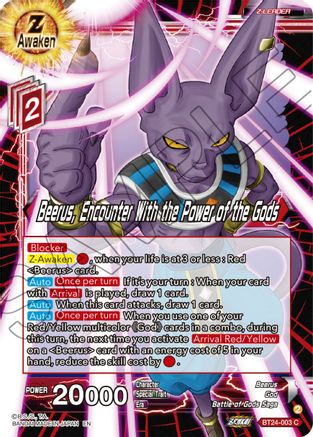 Image of Beerus, Encounter With the Power of the Gods (BT24-003) - Beyond Generations Foil