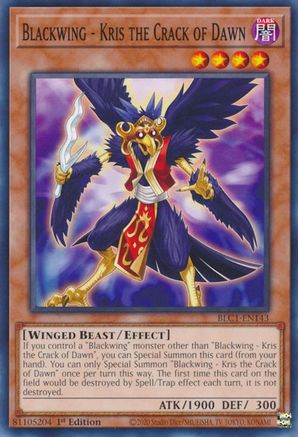 Image of Blackwing - Kris the Crack of Dawn (BLC1-EN143) - Battles of Legend: Chapter 1 1st Edition