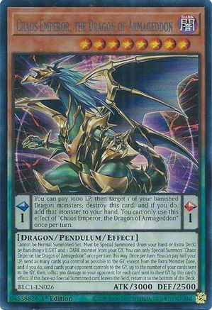 Image of Chaos Emperor, the Dragon of Armageddon (Silver) (BLC1-EN026) - Battles of Legend: Chapter 1 1st Edition