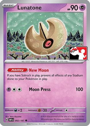 Image of Lunatone 092/197  Prize Pack Series Cards - Uncommon