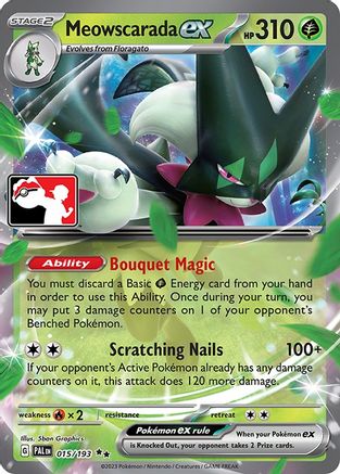 Image of Meowscarada ex 015/193  - Holofoil Prize Pack Series Cards - Double Rare