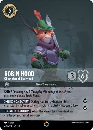Image of Robin Hood - Champion of Sherwood (Enchanted) (221/204) - Into the Inklands Holofoil