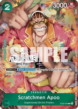 Image of Scratchmen Apoo (Offline Regional 2024) [Participant] (ST02-008) - One Piece Promotion Cards Foil