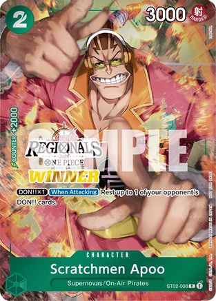 Image of Scratchmen Apoo (Offline Regional 2024) [Winner] (ST02-008) - One Piece Promotion Cards Foil