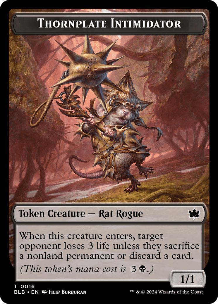 Image of Thornplate Intimidator Token (BLB-016) - Bloomburrow Tokens