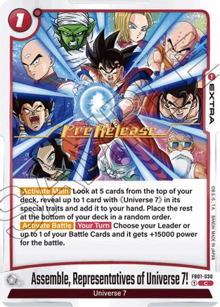 Image of Assemble, Representatives of Universe 7! (FB01-030) - Awakened Pulse PreRelease Cards