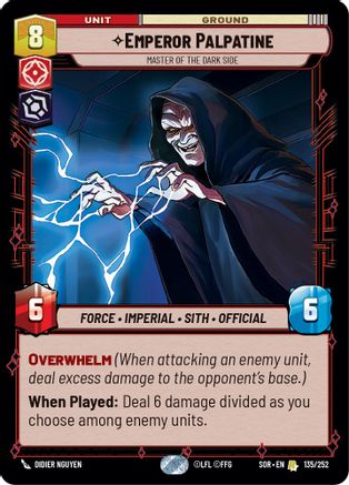 Image of Emperor Palpatine - Master of the Dark Side (135/252) - Spark of Rebellion Foil