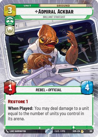Image of Admiral Ackbar - Brilliant Strategist (Hyperspace) (361) - Spark of Rebellion Foil