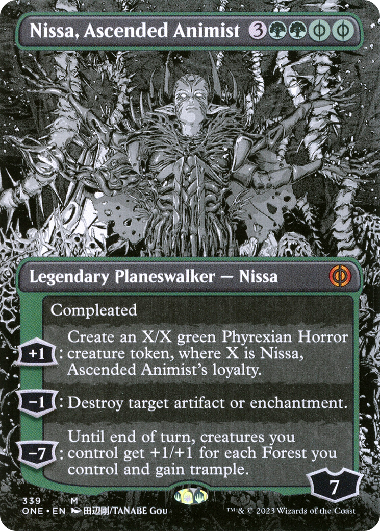 Image of Nissa, Ascended Animist (Borderless) (ONE-339) - Phyrexia: All Will Be One: (Showcase) (Borderless) Foil