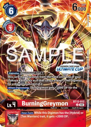 Image of BurningGreymon (Ultimate Cup 2024) (BT12-013) - Across Time Foil