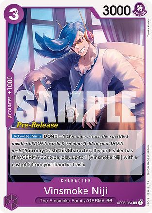 Image of Vinsmoke Niji (064) (OP06-064) - Wings of the Captain Pre-Release Cards