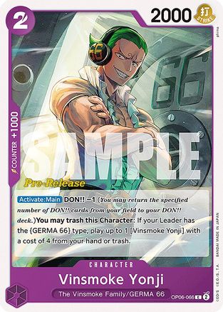 Image of Vinsmoke Yonji (066) (OP06-066) - Wings of the Captain Pre-Release Cards