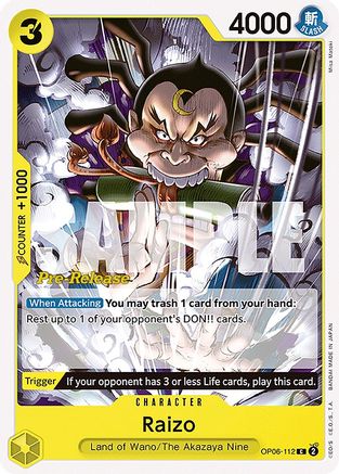 Image of Raizo (OP06-112) - Wings of the Captain Pre-Release Cards