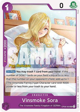 Image of Vinsmoke Sora (OP06-063) - Wings of the Captain Pre-Release Cards