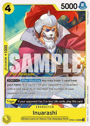 Image of Inuarashi (OP06-100) - Wings of the Captain Pre-Release Cards
