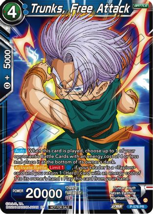 Image of Trunks, Free Attack (Zenkai Series Tournament Pack Vol.7) (P-576) - Tournament Promotion Cards