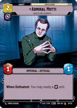 Image of Admiral Motti - Brazen and Scornful (Hyperspace) (07/20) - Spark of Rebellion Weekly Play Promos