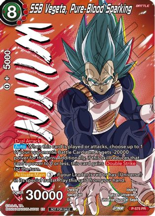 Image of SSB Vegeta, Pure-Blood Sparking (Zenkai Series Tournament Pack Vol.7) (Winner) (P-575) - Tournament Promotion Cards Foil