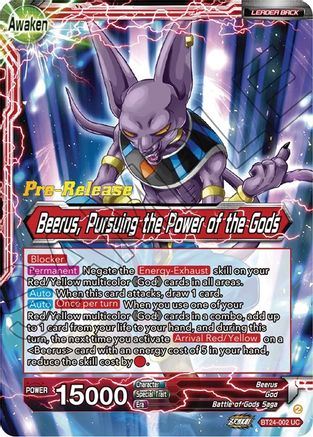 Image of Beerus // Beerus, Pursuing the Power of the Gods (BT24-002) - Beyond Generations PreRelease Cards Foil