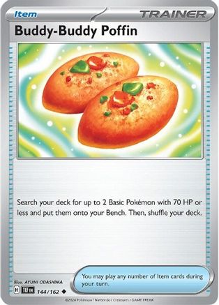 Image of Buddy-Buddy Poffin 144/162  - Reverse Holofoil SV05 Temporal Forces - Uncommon