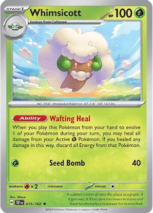 Image of Whimsicott 015/162  - Holofoil SV05 Temporal Forces - Rare