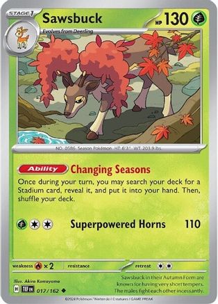 Image of Sawsbuck 017/162  SV05 Temporal Forces - Uncommon