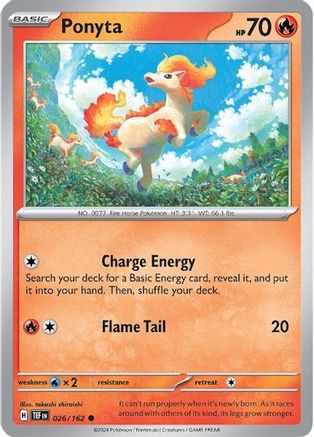 Image of Ponyta 026/162  - Reverse Holofoil SV05 Temporal Forces - Common
