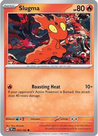 Image of Slugma 028/162  - Reverse Holofoil SV05 Temporal Forces - Common