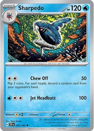 Image of Sharpedo 043/162  SV05 Temporal Forces - Uncommon