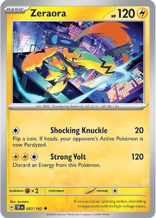 Image of Zeraora 057/162  - Reverse Holofoil SV05 Temporal Forces - Uncommon
