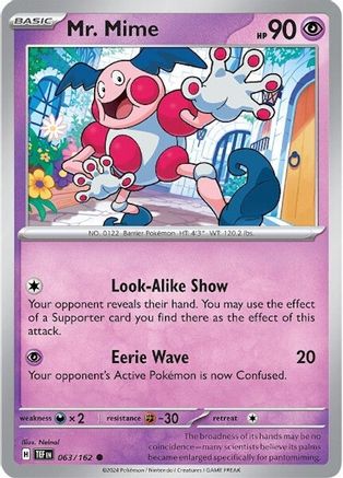 Image of Mr. Mime 063/162  - Reverse Holofoil SV05 Temporal Forces - Common