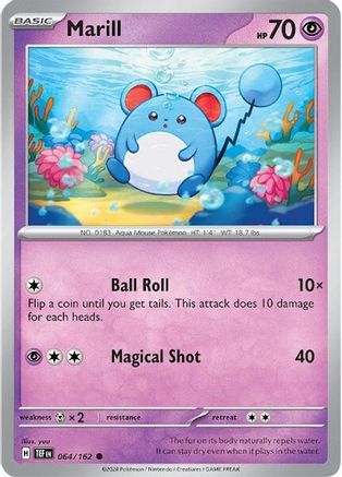 Image of Marill 064/162  - Reverse Holofoil SV05 Temporal Forces - Common