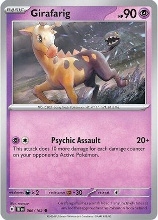 Image of Girafarig 066/162  - Reverse Holofoil SV05 Temporal Forces - Common