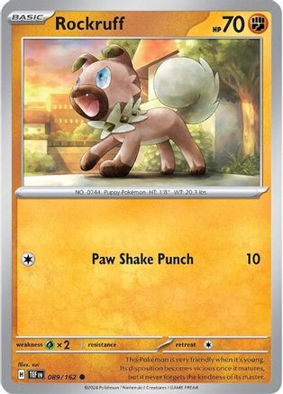 Image of Rockruff 089/162  - Reverse Holofoil SV05 Temporal Forces - Common