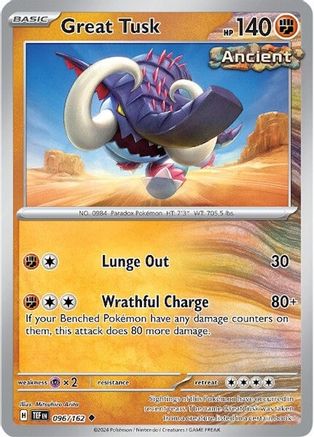 Image of Great Tusk 096/162  - Reverse Holofoil SV05 Temporal Forces - Uncommon