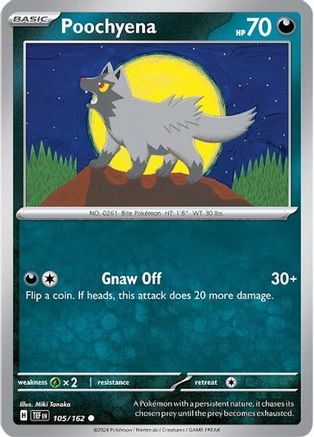 Image of Poochyena 105/162  - Reverse Holofoil SV05 Temporal Forces - Common