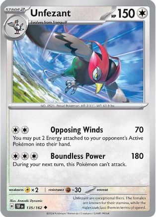 Image of Unfezant 135/162  - Reverse Holofoil SV05 Temporal Forces - Uncommon