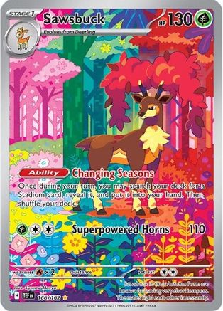 Image of Sawsbuck 166/162  - Holofoil SV05 Temporal Forces - Illustration Rare