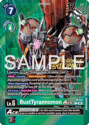 Image of RustTyrannomon ACE - P-113 (2024 Regionals Participant) (P-113) - Digimon Promotion Cards Foil