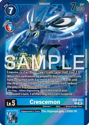 Image of Crescemon (2024 Regionals Champion) (EX5-020) - Animal Colosseum Foil