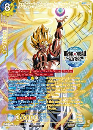 Image of SS Gogeta, Sparking to Utmost Limit (2024 Championship Regionals Top 16) (BT22-137) - Tournament Promotion Cards Foil